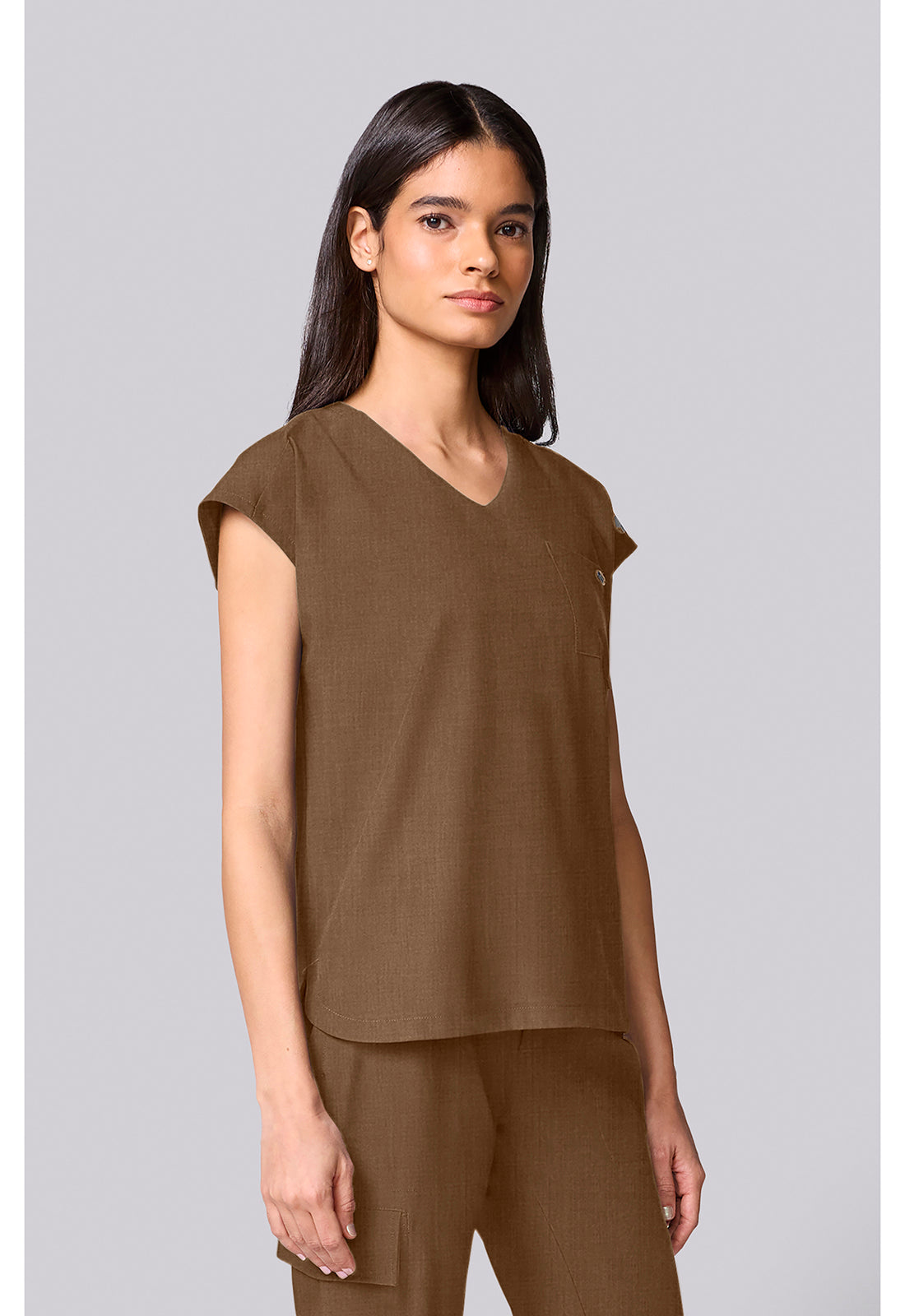 Quest HH00029 Women's Built In Bra Dolman Scrub Top French Brown