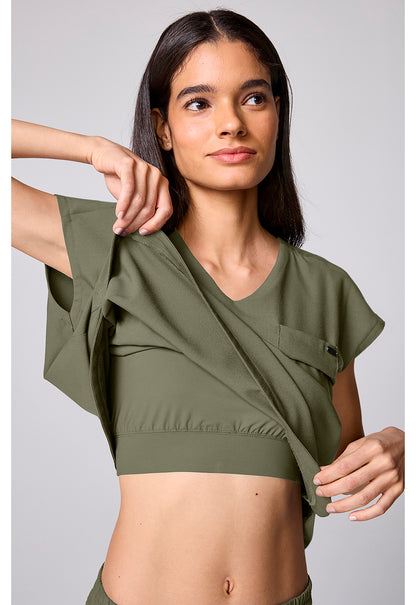 Quest HH00029 Women's Built In Bra Dolman Scrub Top Olive