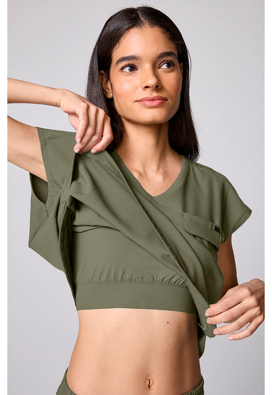 Quest HH00029 Women's Built In Bra Dolman Scrub Top Olive