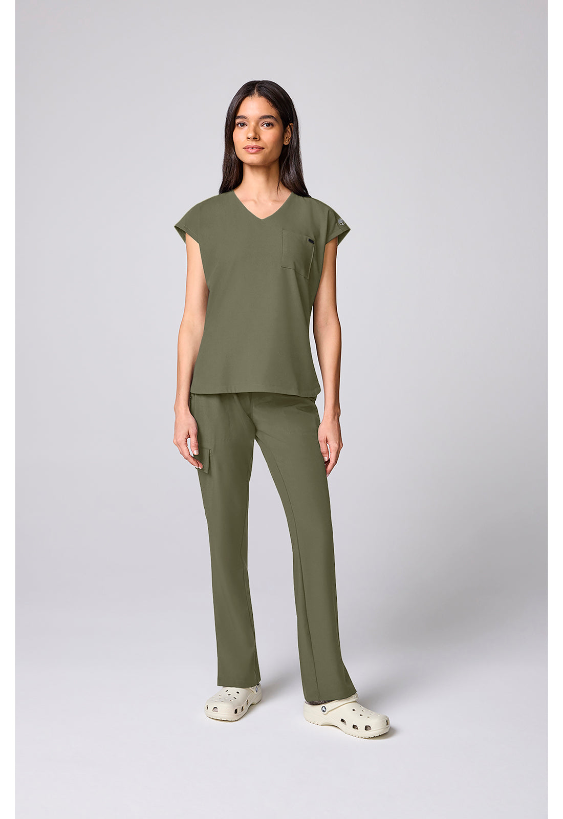 Quest HH00029 Women's Built In Bra Dolman Scrub Top Olive