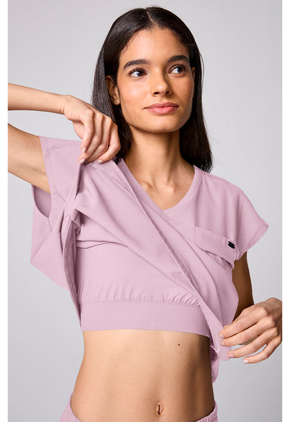 Quest HH00029 Women's Built In Bra Dolman Scrub Top Pink Pearl