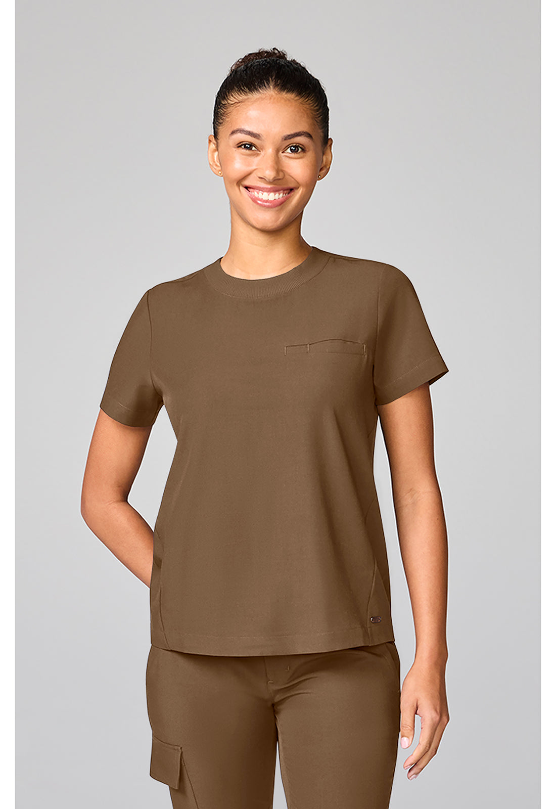 Quest HH00043 Women's Crew Neck Scrub Top French Brown