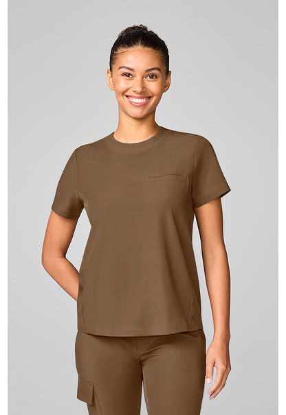Quest HH00043 Women's Crew Neck Scrub Top French Brown
