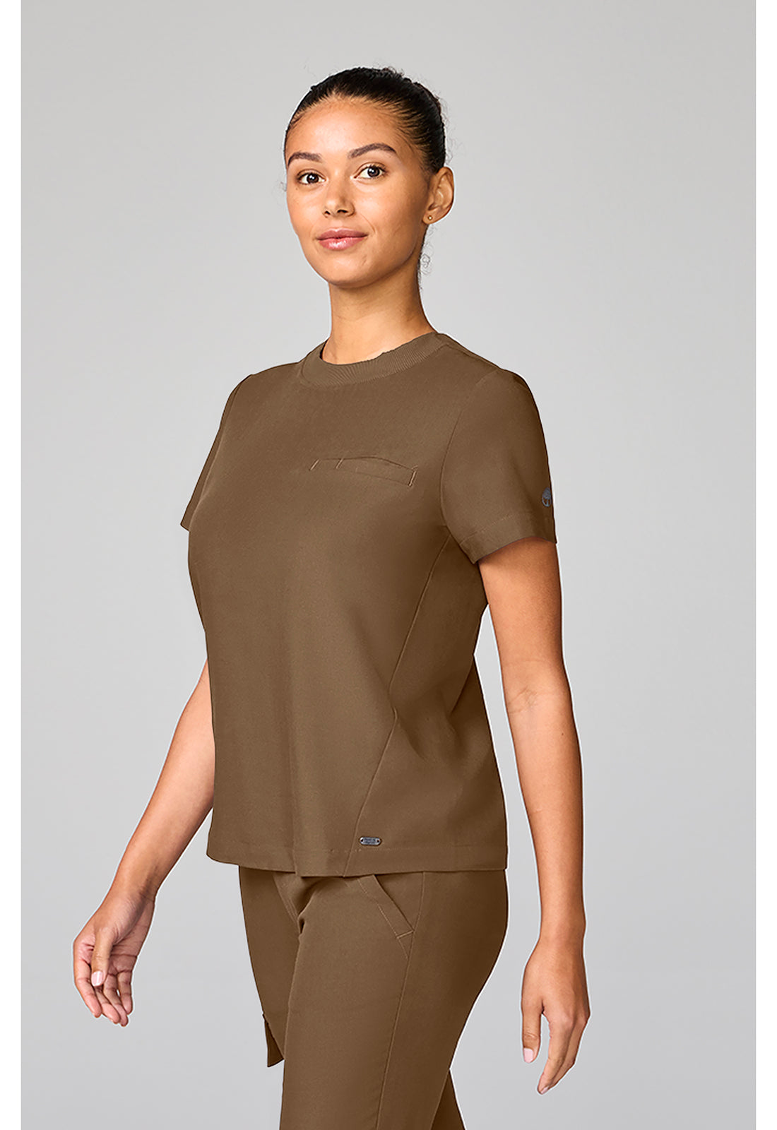 Quest HH00043 Women's Crew Neck Scrub Top French Brown
