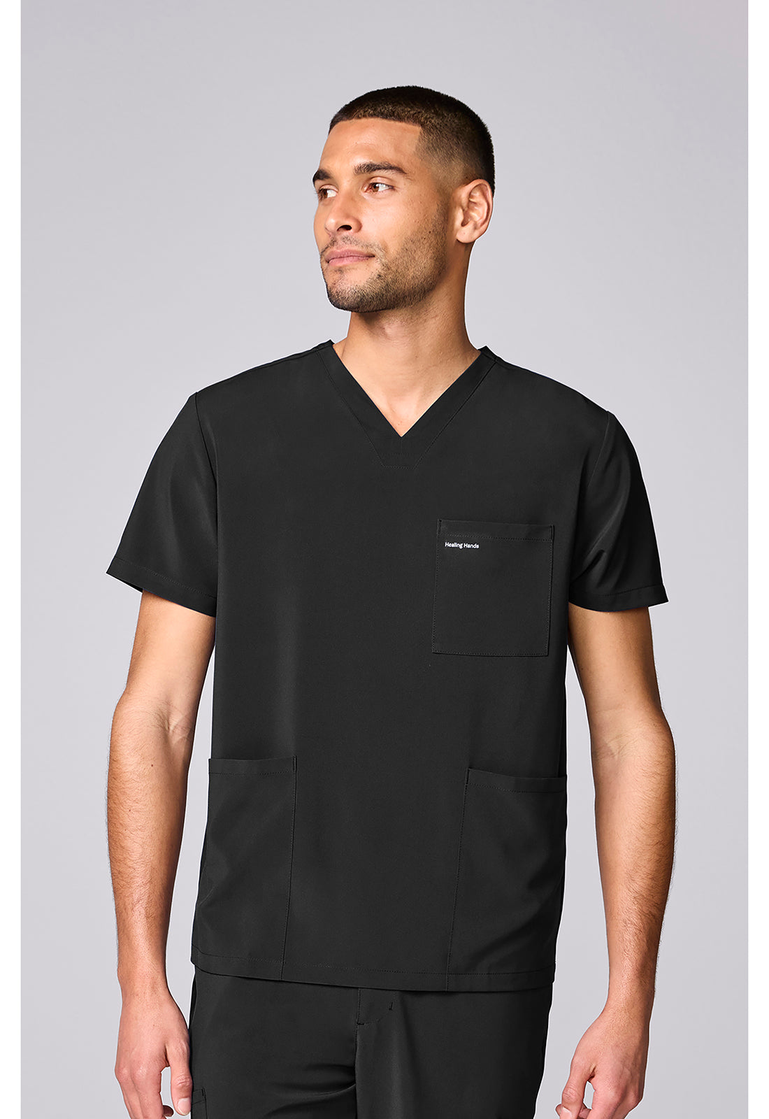 HH Works HH00051 Men's 3 Pocket Scrub Top Black