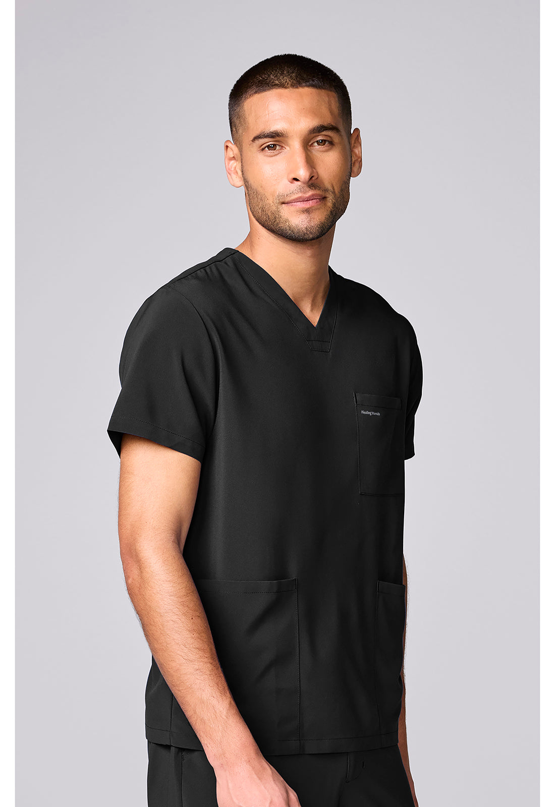 HH Works HH00051 Men's 3 Pocket Scrub Top Black