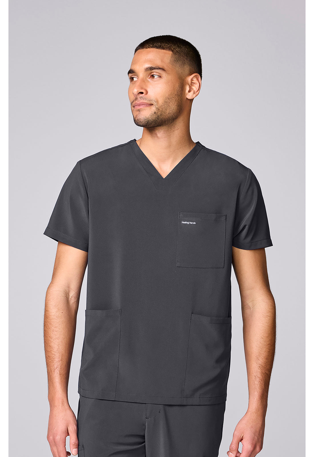 HH Works HH00051 Men's 3 Pocket Scrub Top Pewter