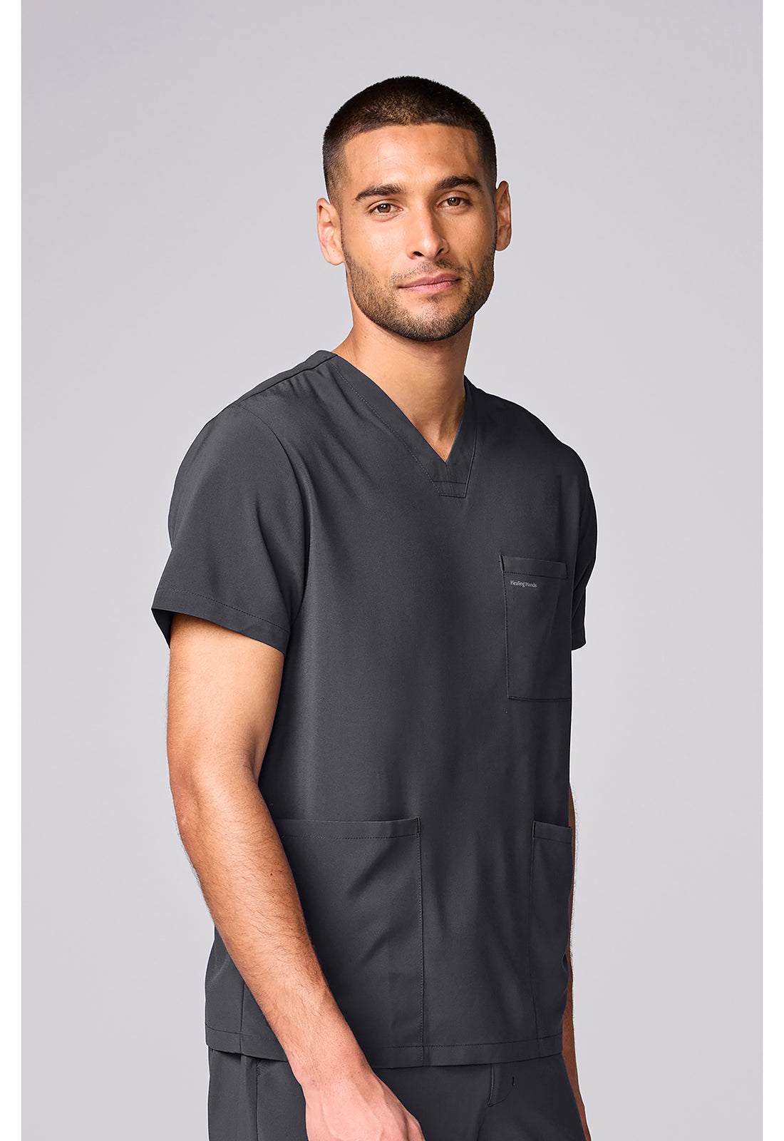 HH Works HH00051 Men's 3 Pocket Scrub Top Pewter