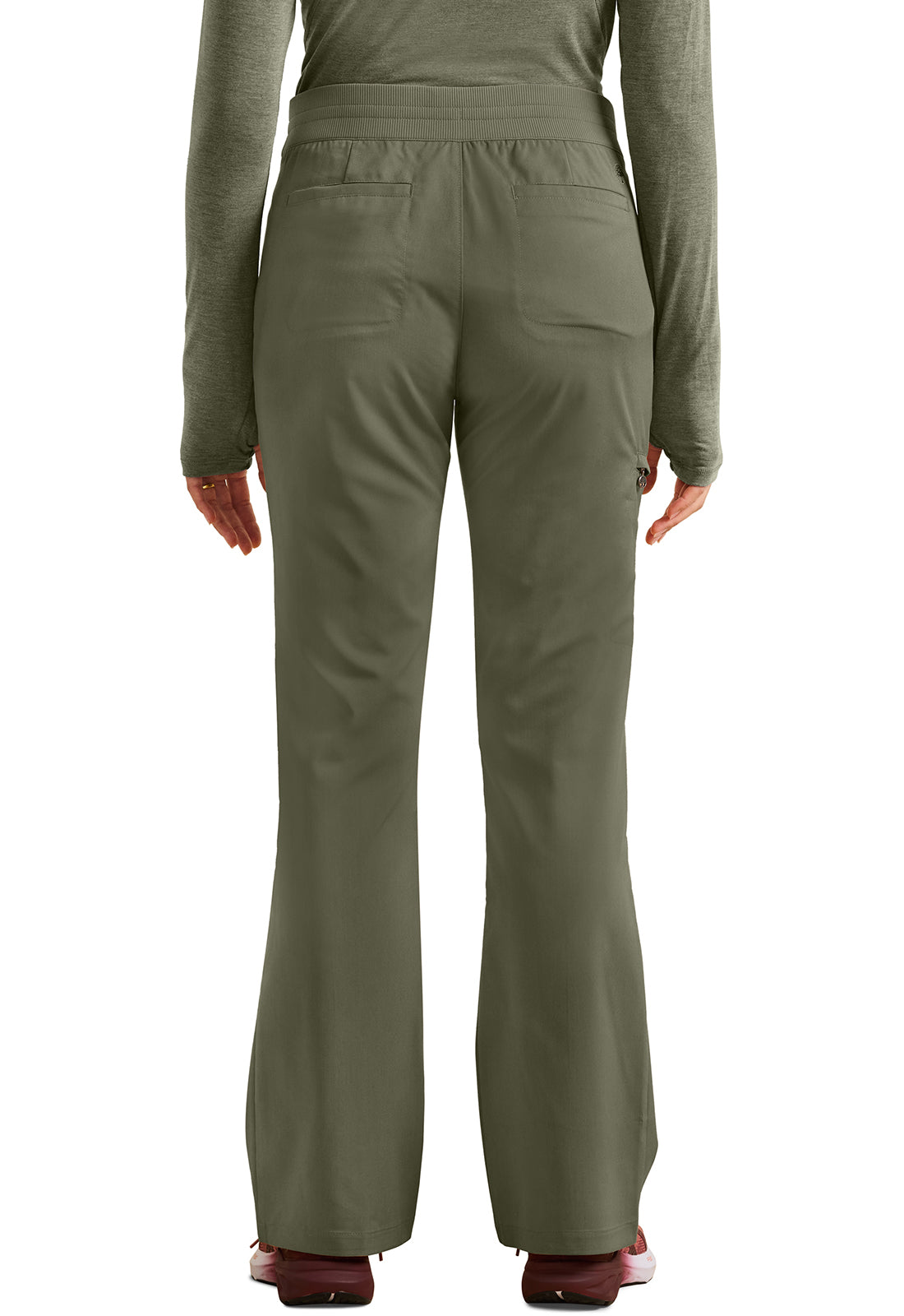 Purple Label HH008 Women's Tessa Mid Rise Drawstring Boot Cut Scrub Pants Olive