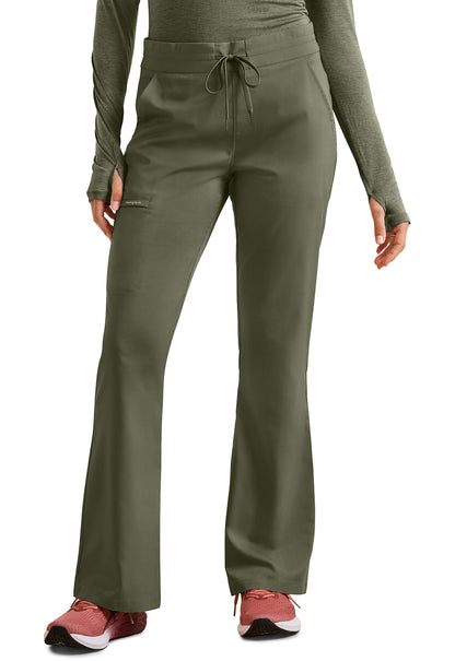 Purple Label HH008 Women's Tessa Mid Rise Drawstring Boot Cut Scrub Pants Olive