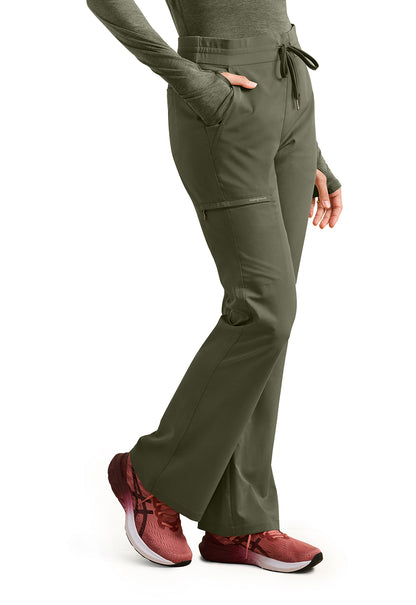 Purple Label HH008 Women's Tessa Mid Rise Drawstring Boot Cut Scrub Pants Olive
