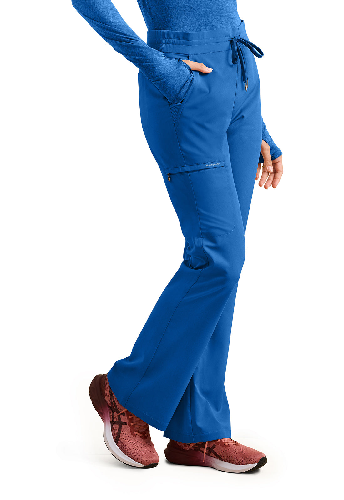 Purple Label HH008 Women's Tessa Mid Rise Drawstring Boot Cut Scrub Pants Royal