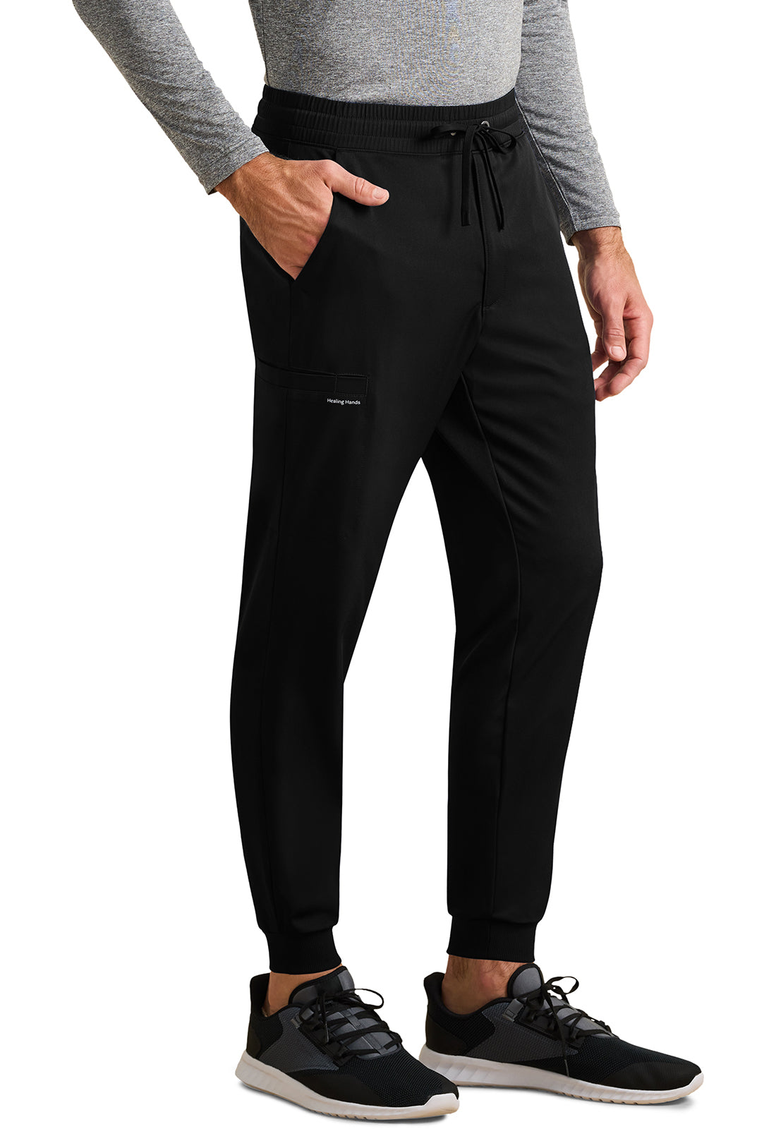 Healing Hands Model Image Rafael Men's Mid Rise Zip Fly Jogger In Color Black Image 4