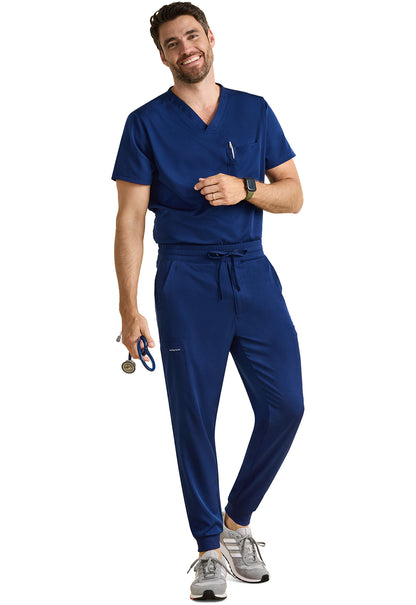 HH Works HH054 Men's Rafael Men's Mid Rise Zip Fly Scrub Joggers Navy