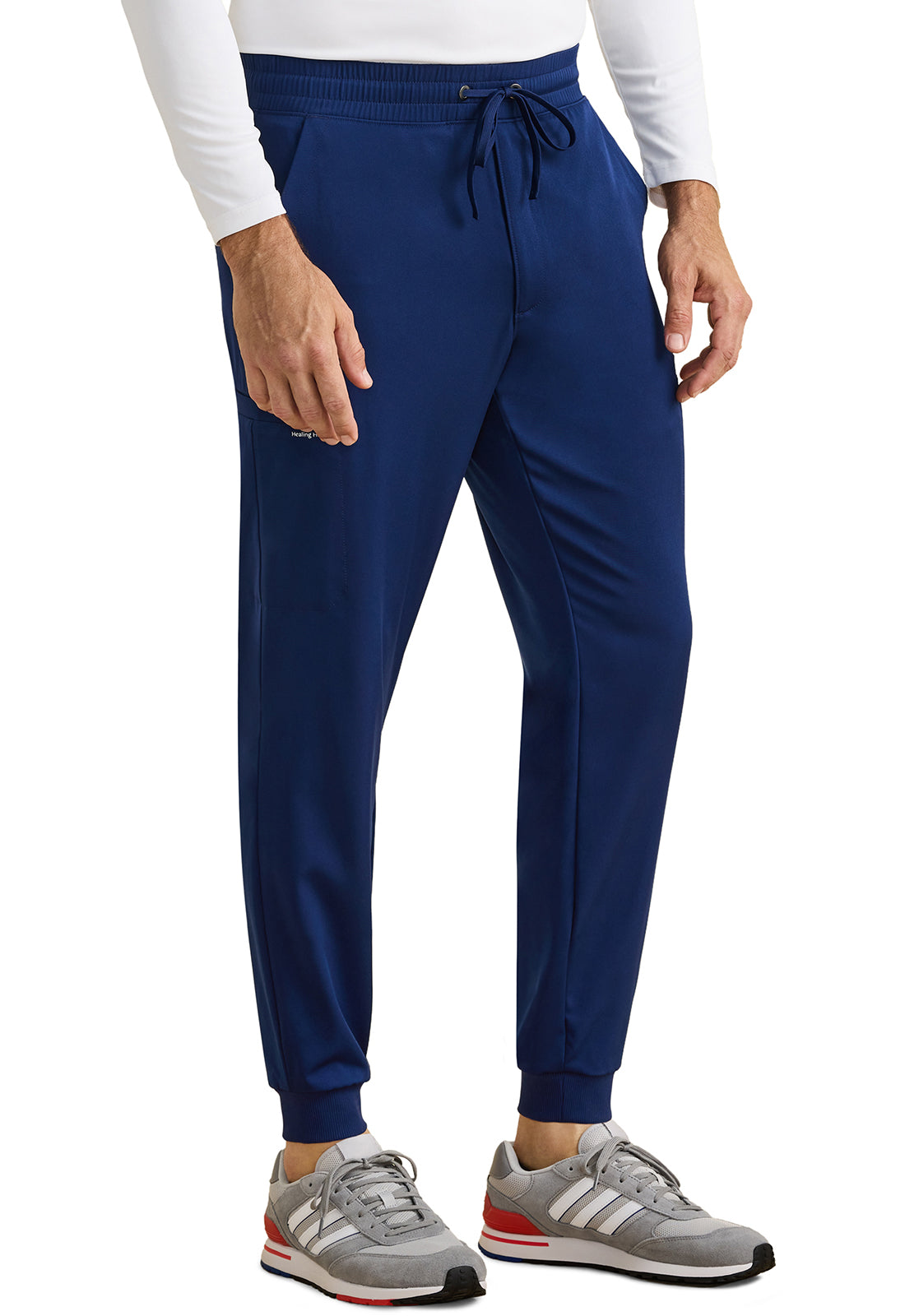 Healing Hands Model Image Rafael Men's Mid Rise Zip Fly Jogger In Color Navy Image 4