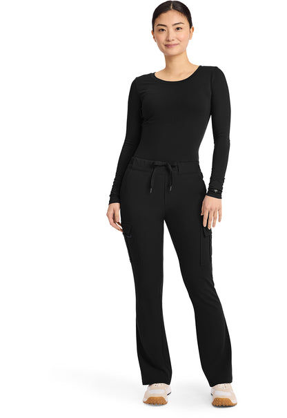 Quest HH150 Women's Mid Rise Drawstring Straight Leg Scrub Pants Black