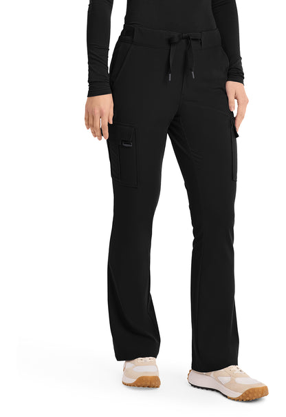 Quest HH150 Women's Mid Rise Drawstring Straight Leg Scrub Pants Black