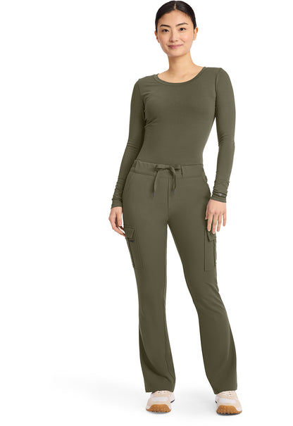 Quest HH150 Women's Mid Rise Drawstring Straight Leg Scrub Pants Olive