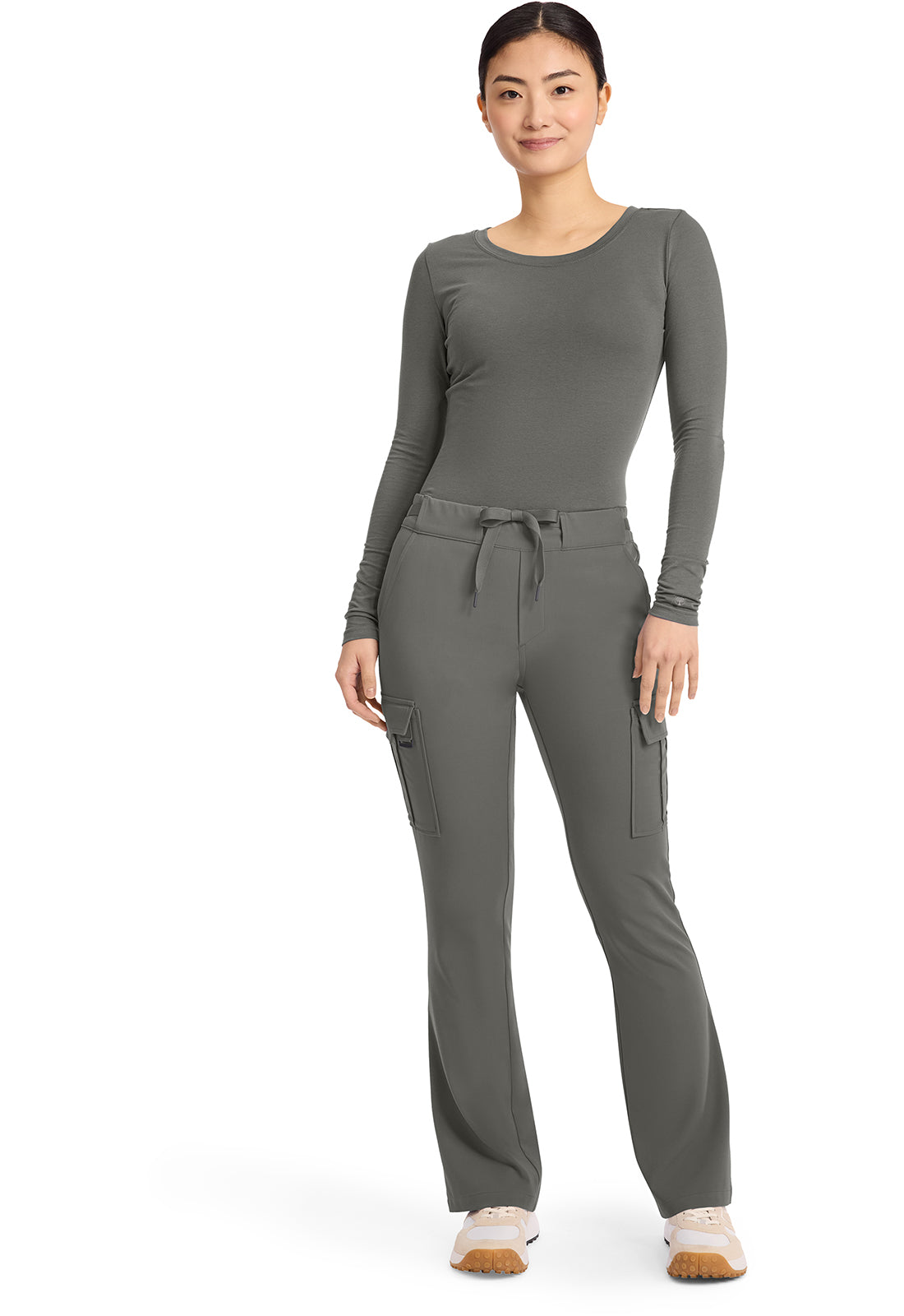 Quest HH150 Women's Mid Rise Drawstring Straight Leg Scrub Pants Pewter