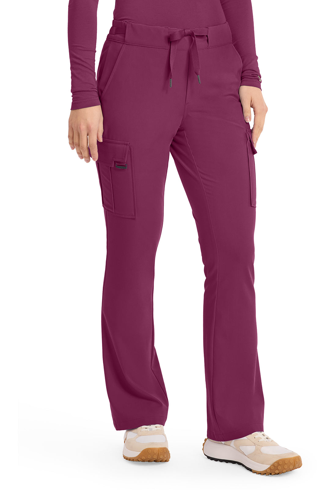 Quest HH150 Women's Mid Rise Drawstring Straight Leg Scrub Pants Wine