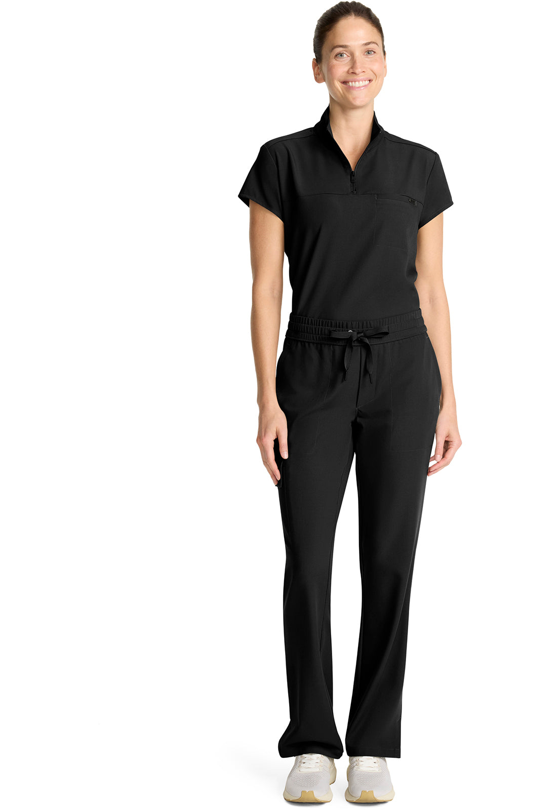 Quest HH153 Women's Mid Rise Drawstring Straight Leg Black