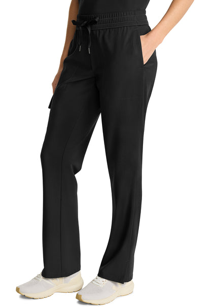 Healing Hands Model Image Mid Rise Drawstring Straight Leg Pants In Color Black Image 2