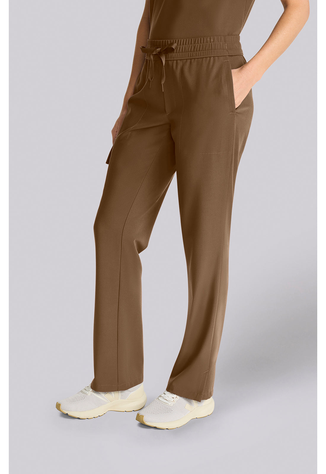 Quest HH153 Women's Mid Rise Drawstring Straight Leg French Brown