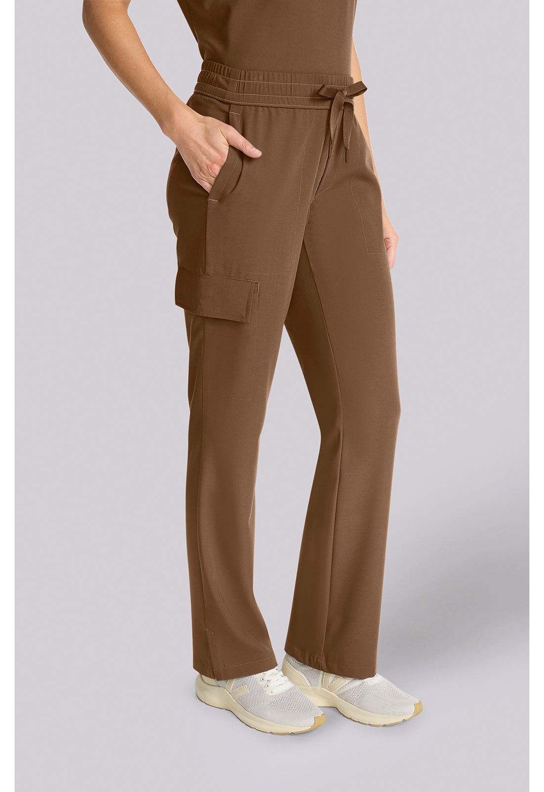Quest HH153 Women's Mid Rise Drawstring Straight Leg French Brown