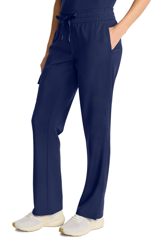 Healing Hands Model Image Mid Rise Drawstring Straight Leg Pants In Color Navy Image 2