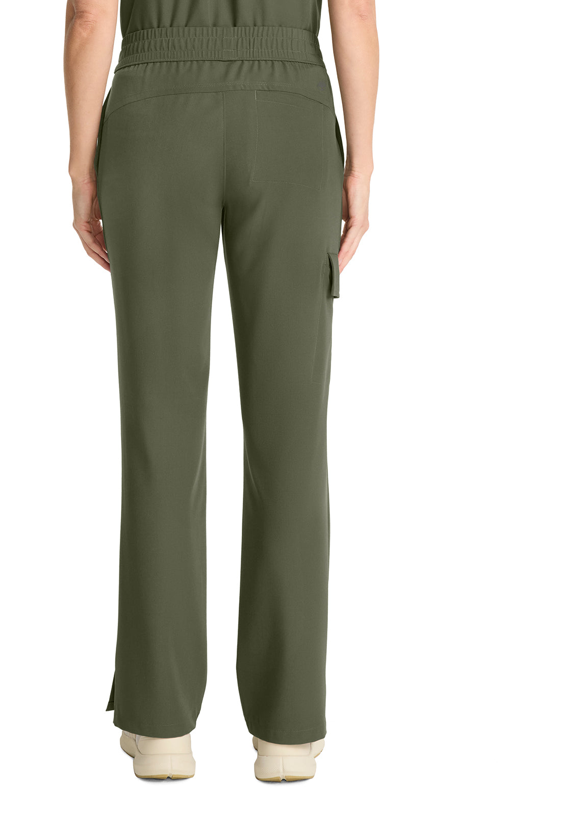 Healing Hands Model Image Mid Rise Drawstring Straight Leg Pants In Color Olive Image 3