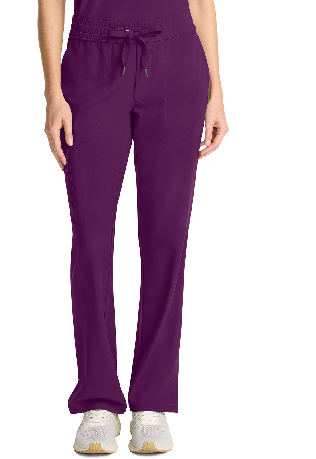 Healing Hands Model Image Mid Rise Drawstring Straight Leg Pants In Color Wine Image 1