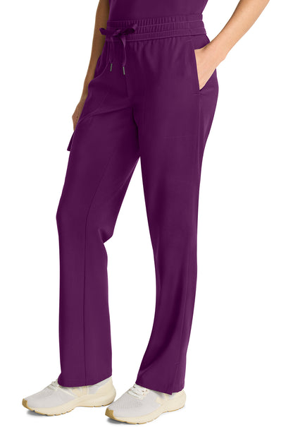 Healing Hands Model Image Mid Rise Drawstring Straight Leg Pants In Color Wine Image 2