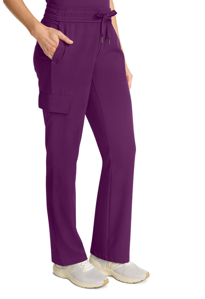 Healing Hands Model Image Mid Rise Drawstring Straight Leg Pants In Color Wine Image 4