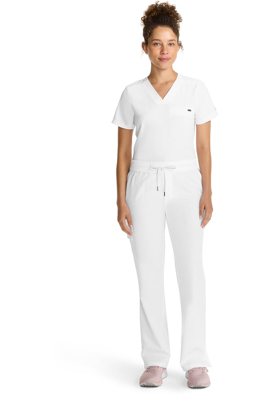 Quest HH153 Women's Mid Rise Drawstring Straight Leg White Gardenia