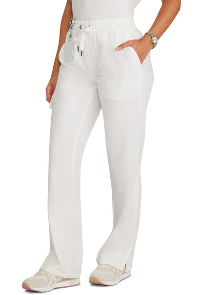 Healing Hands Model Image Mid Rise Drawstring Straight Leg Pants In Color White Gardenia Image 2