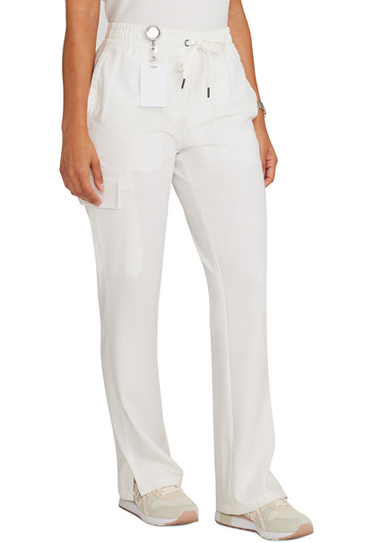 Healing Hands Model Image Mid Rise Drawstring Straight Leg Pants In Color White Gardenia Image 4