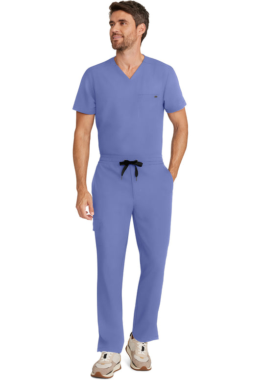 Quest HH154 Men's Zip Fly Drawstring Scrub Pants Ceil
