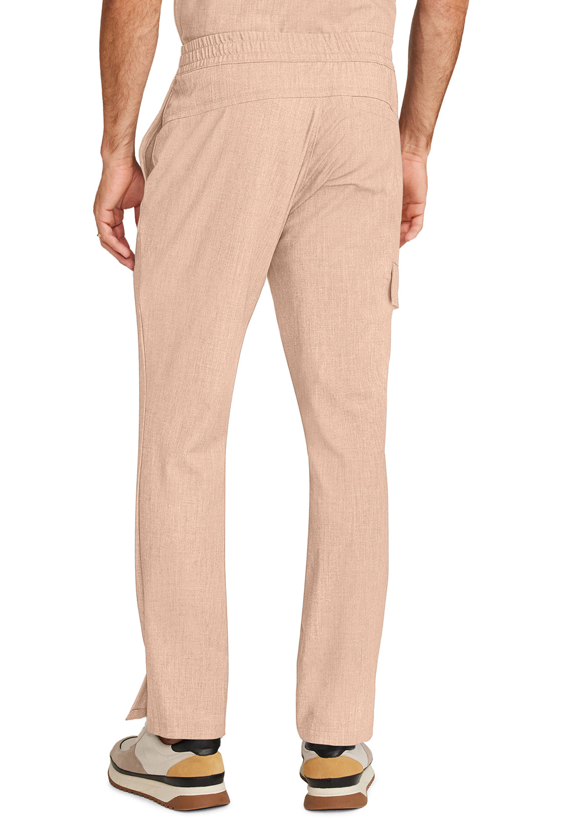 Healing Hands Model Image Men's Zip Fly Drawstring Pants In Color Desert Taupe Image 3