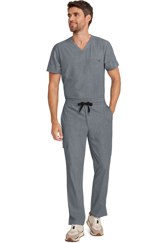 Quest HH154 Men's Zip Fly Drawstring Scrub Pants Heather Ash