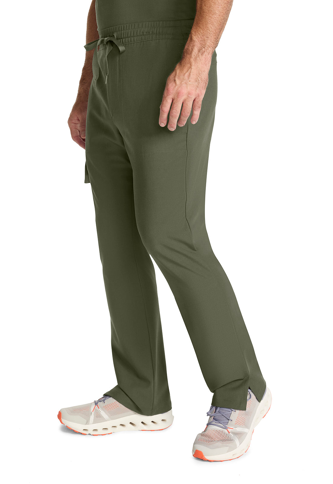 Healing Hands Model Image Men's Zip Fly Drawstring Pants In Color Olive Image 2