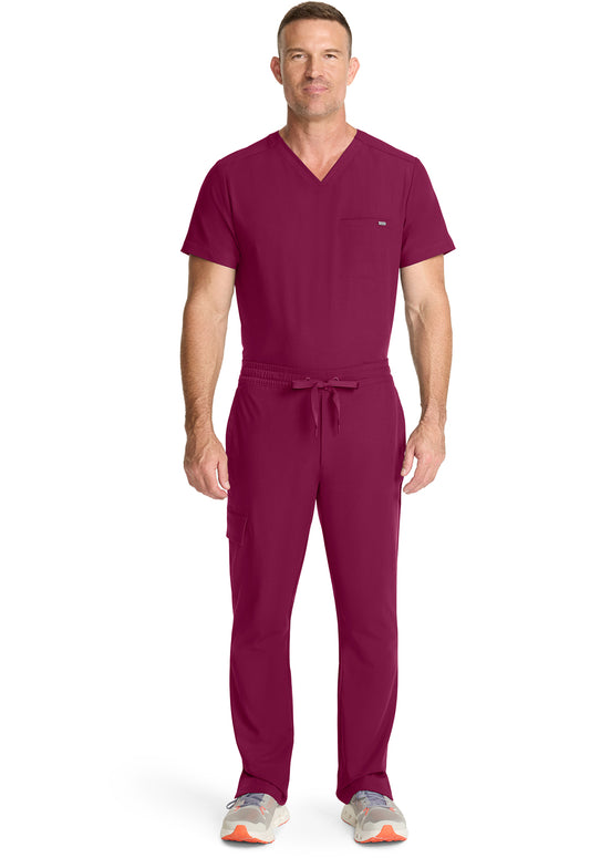 Quest HH154 Men's Zip Fly Drawstring Scrub Pants Wine