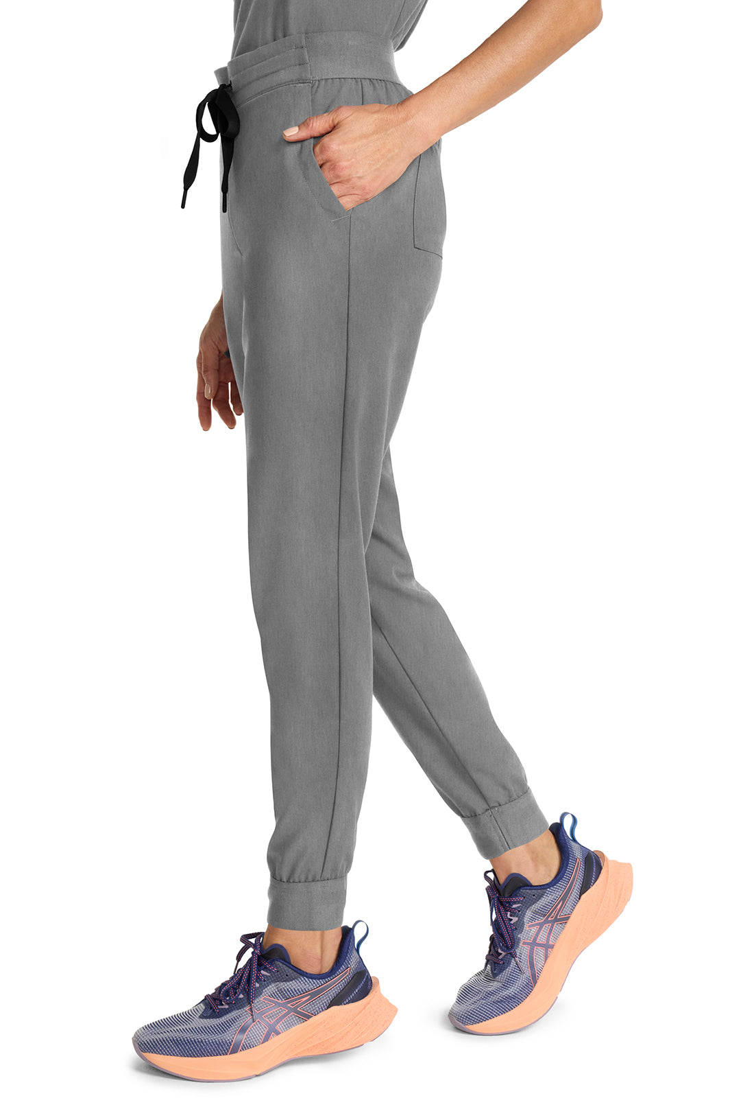 Healing Hands Model Image Women's Mid Rise Jogger In Color Heather Ash Image 2