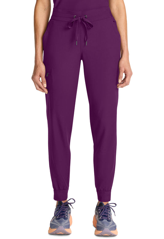 Healing Hands Model Image Women's Mid Rise Jogger In Color Wine Image 1