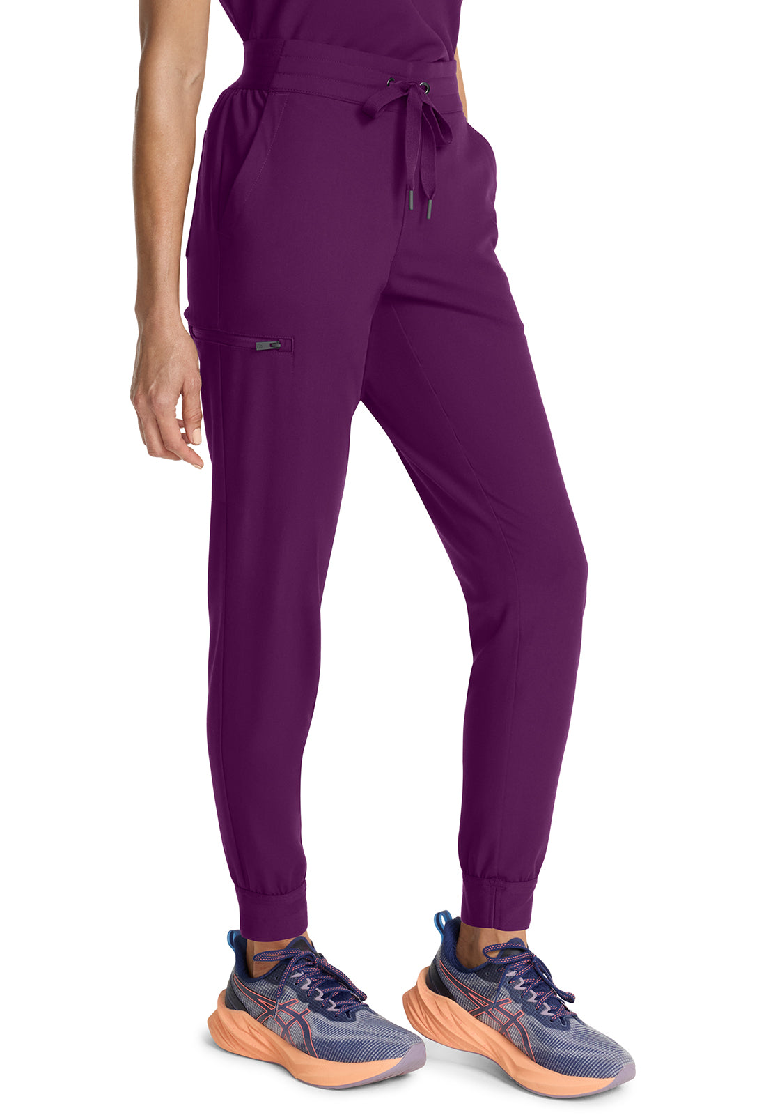 Healing Hands Model Image Women's Mid Rise Jogger In Color Wine Image 4