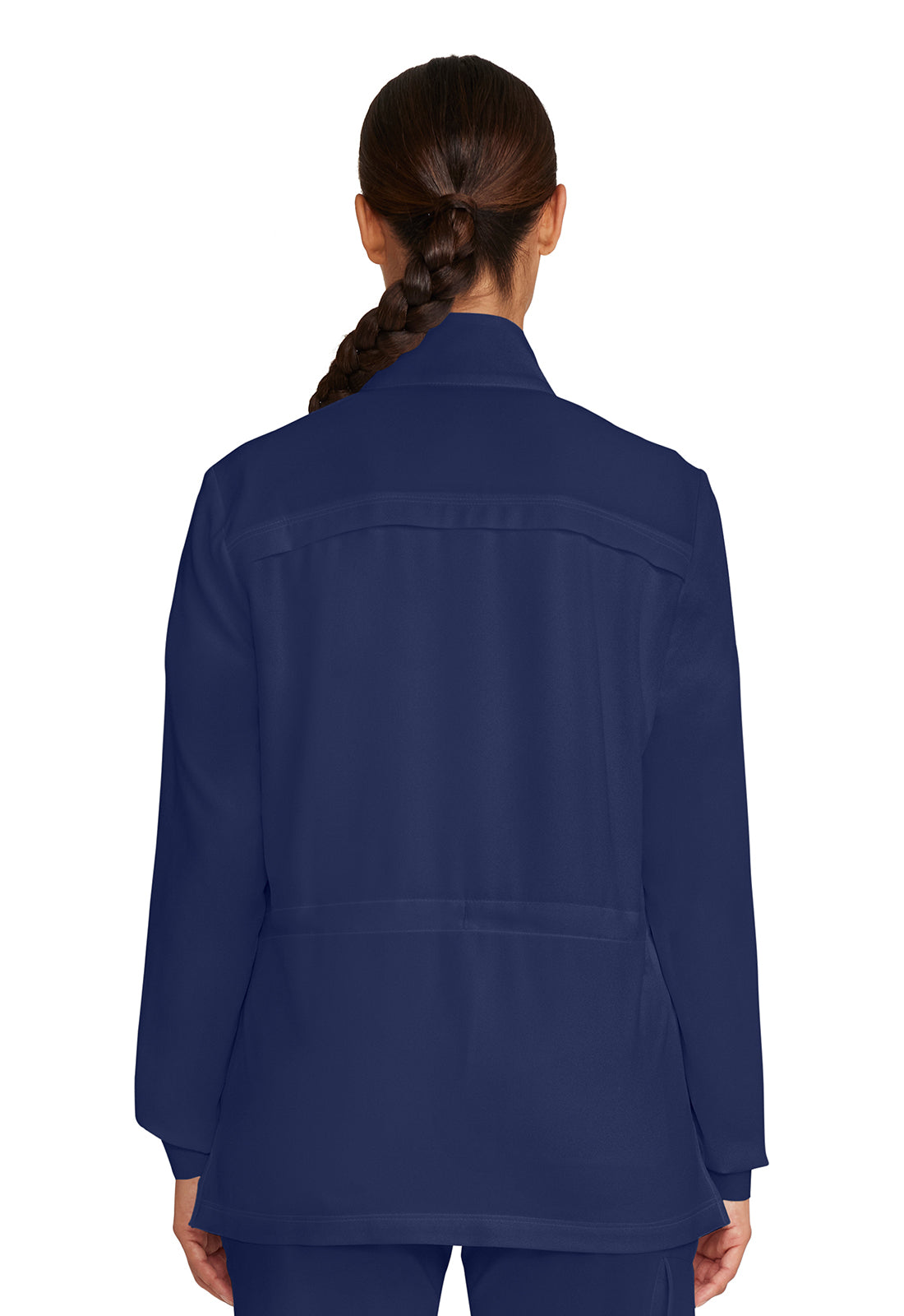 Healing Hands Model Image Women's Zip Front Utility Jacket In Color Navy Image 3