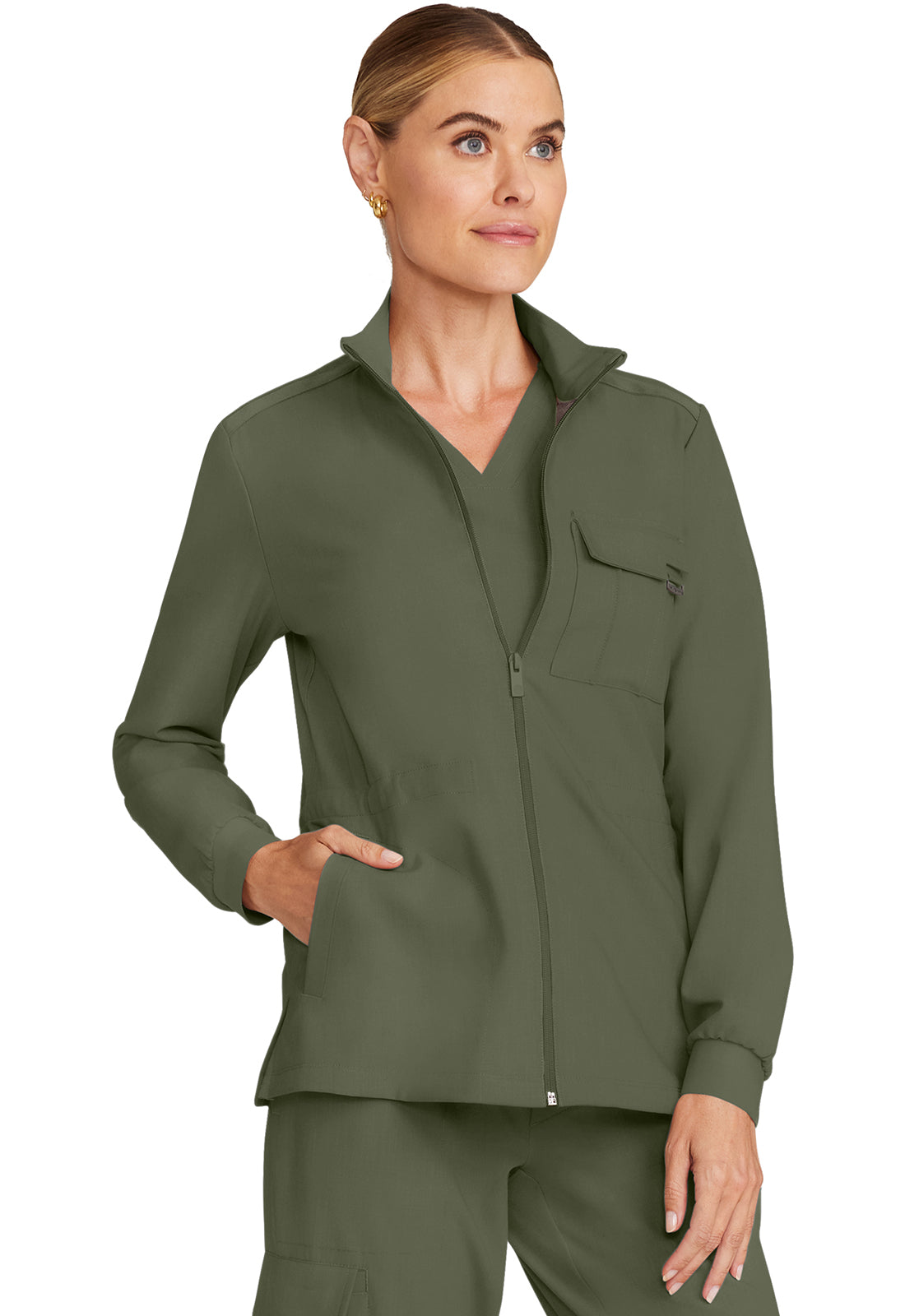 HH Quest HH360 Women's Zip Front Utility Jacket Olive Image