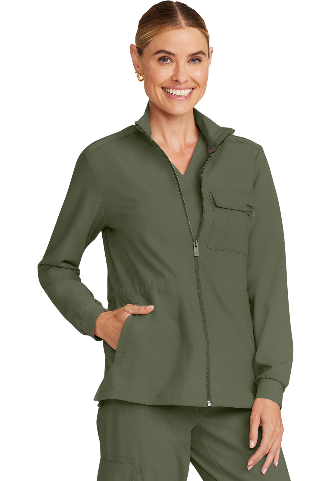 HH Quest HH360 Women's Zip Front Utility Jacket Olive Image
