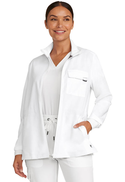 Healing Hands Model Image Women's Zip Front Utility Jacket In Color White Gardenia Image 1