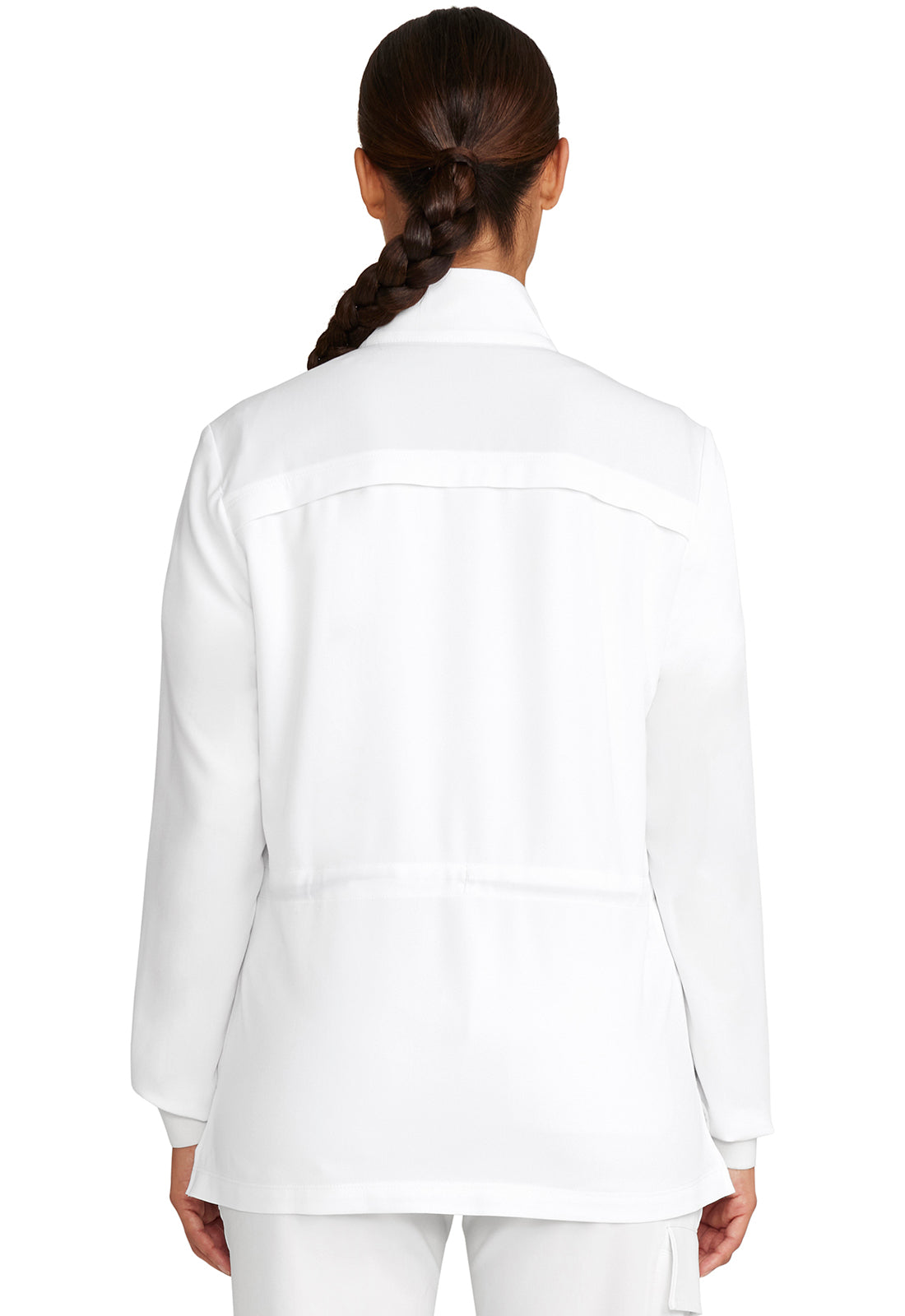 Healing Hands Model Image Women's Zip Front Utility Jacket In Color White Gardenia Image 3