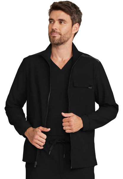 Healing Hands Model Image Men's Zip Front Utility Jacket In Color Black Image 1